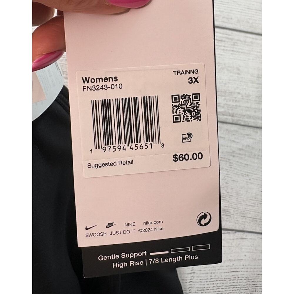 Nike One Women's High-Waisted 7/8 Leggings with Pockets Black Size 3X - Picture 8 of 11